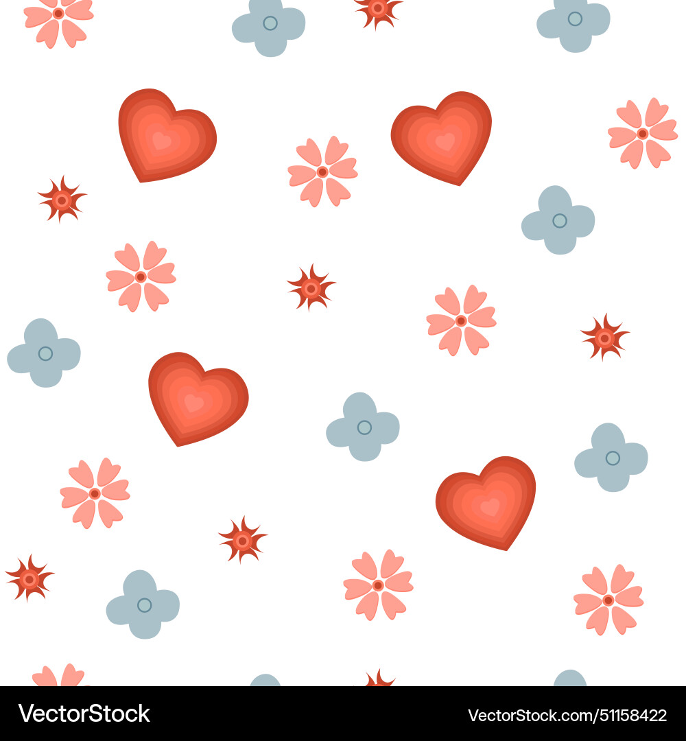 Seamless pattern with primitive naive art flowers vector image