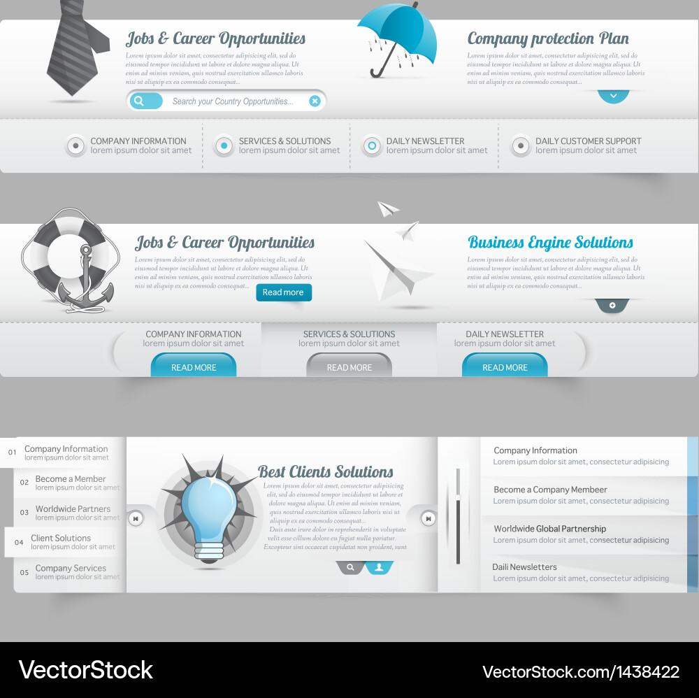 Website Menu & Navigation Icons vector image