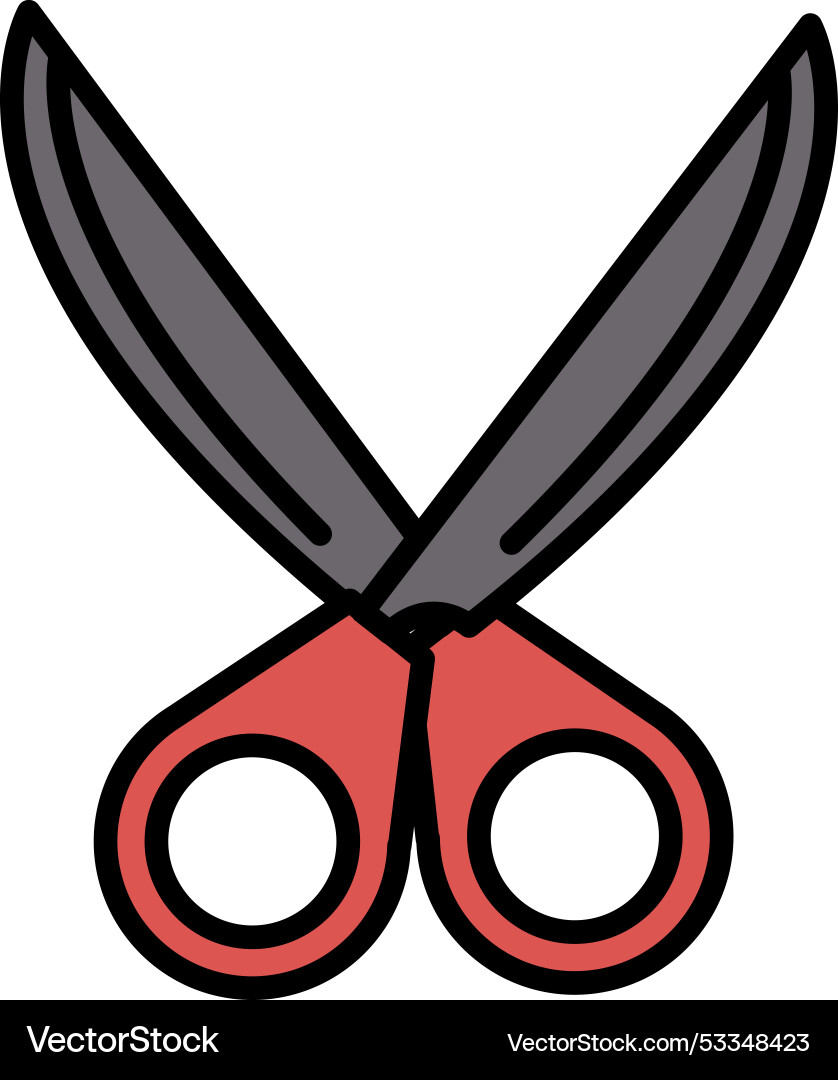 A pair of scissors with red handle and black A pair of scissors with red handle and black Vector Image