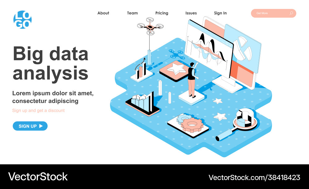 Big data analysis isometric concept Big data analysis isometric concept vector image