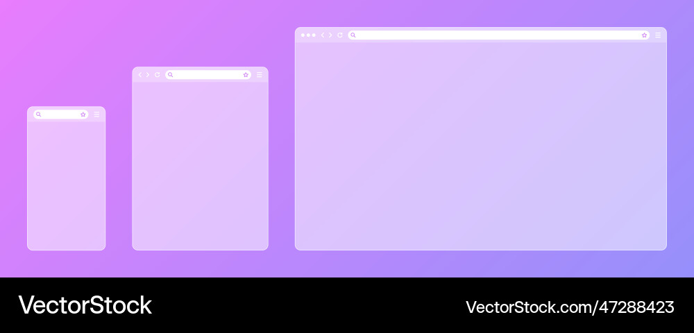 Blank transparent web browser window with toolbar Vector Image