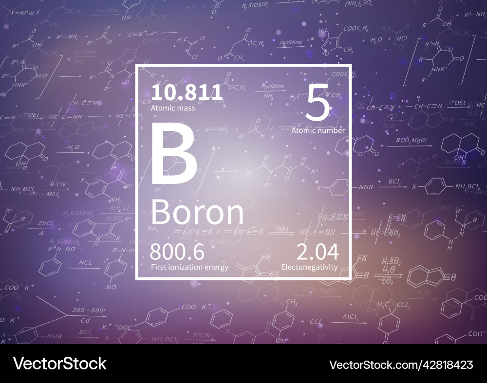 Bor-chemisches Element mit erster Ionisation Vektorbild