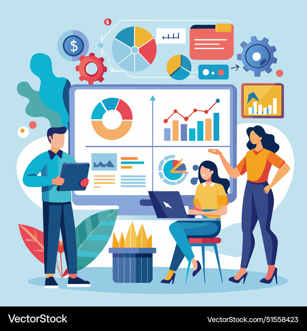 Data analytics statistic to analyze business Data analytics statistic to analyze business vector image
