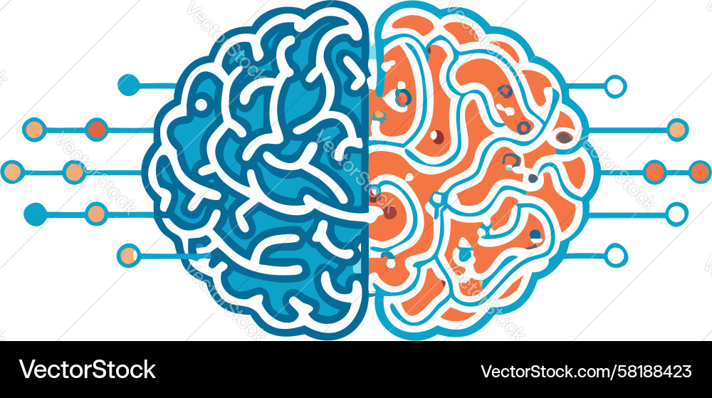 Digital Neural Network Connection Vector Image