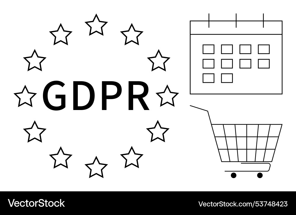 Gdpr Einhaltung von Kalender und Einkaufswagen Gdpr Einhaltung von Kalender und Einkaufswagen vektorbild