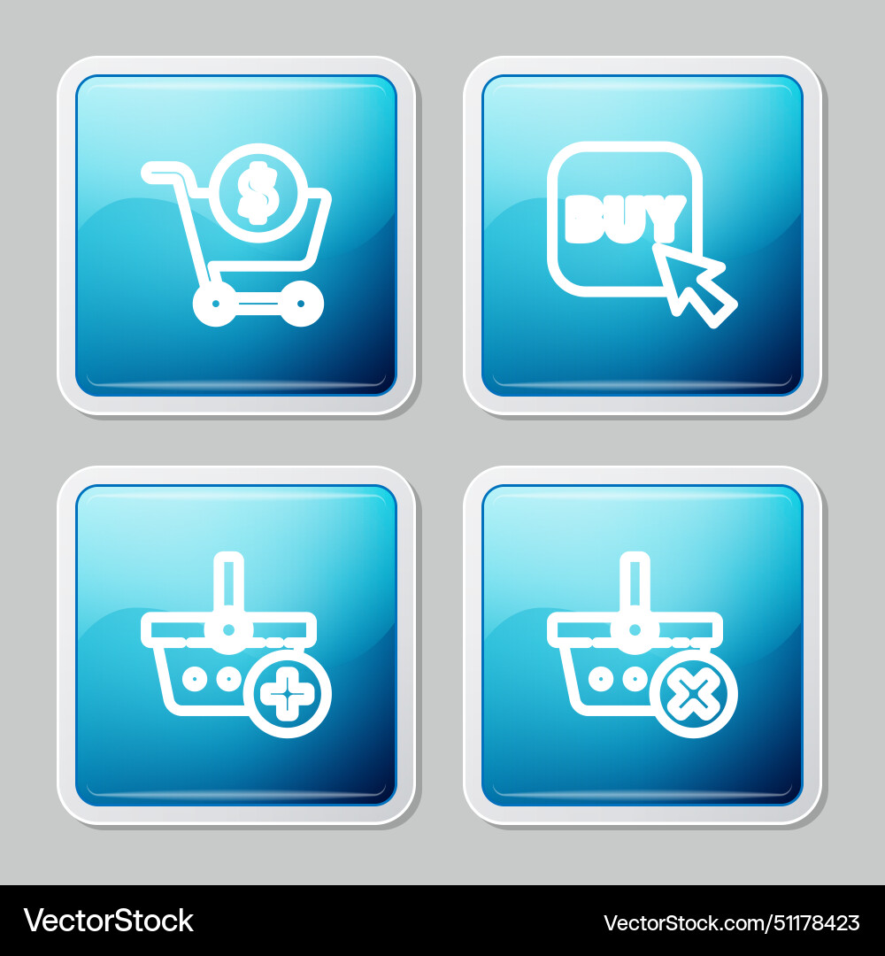Set line shopping cart and dollar buy button add Vector Image