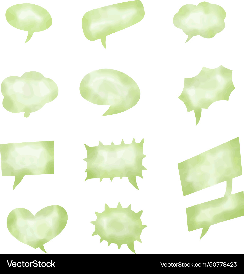 Set of watercolor green speech bubbles Vector Image