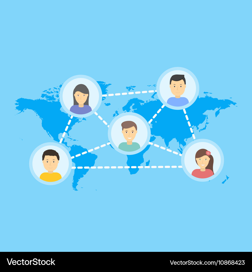 Social network concept flat design Royalty Free Vector Image