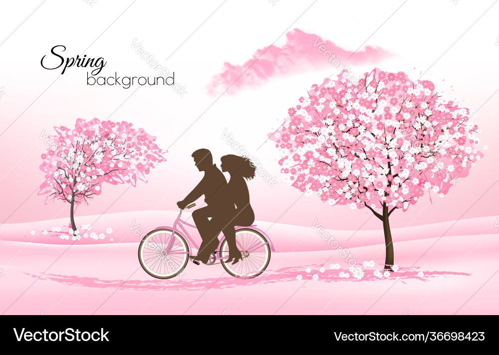 Spring nature background with a blossoming sakura Vector Image