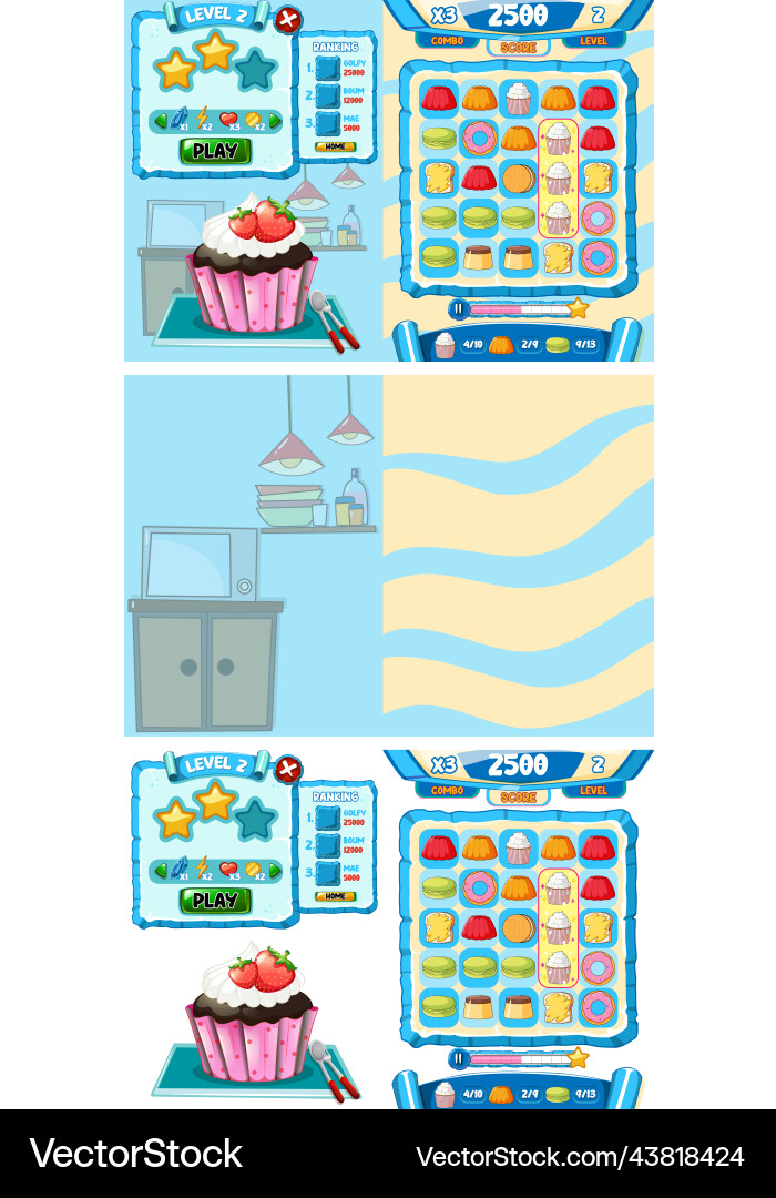 A game background template with elements Vector Image