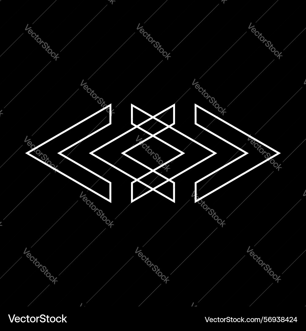 Abstract geometric line art pattern and symbol vector image