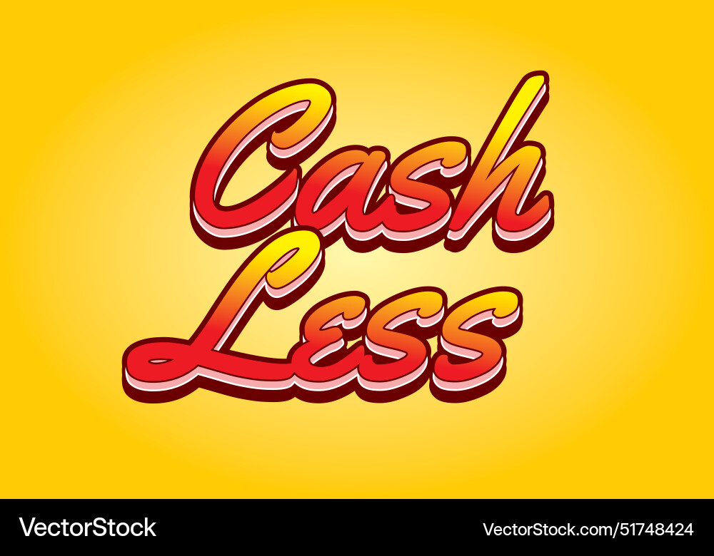 Cashless text effect in 3d style with good colors Vector Image