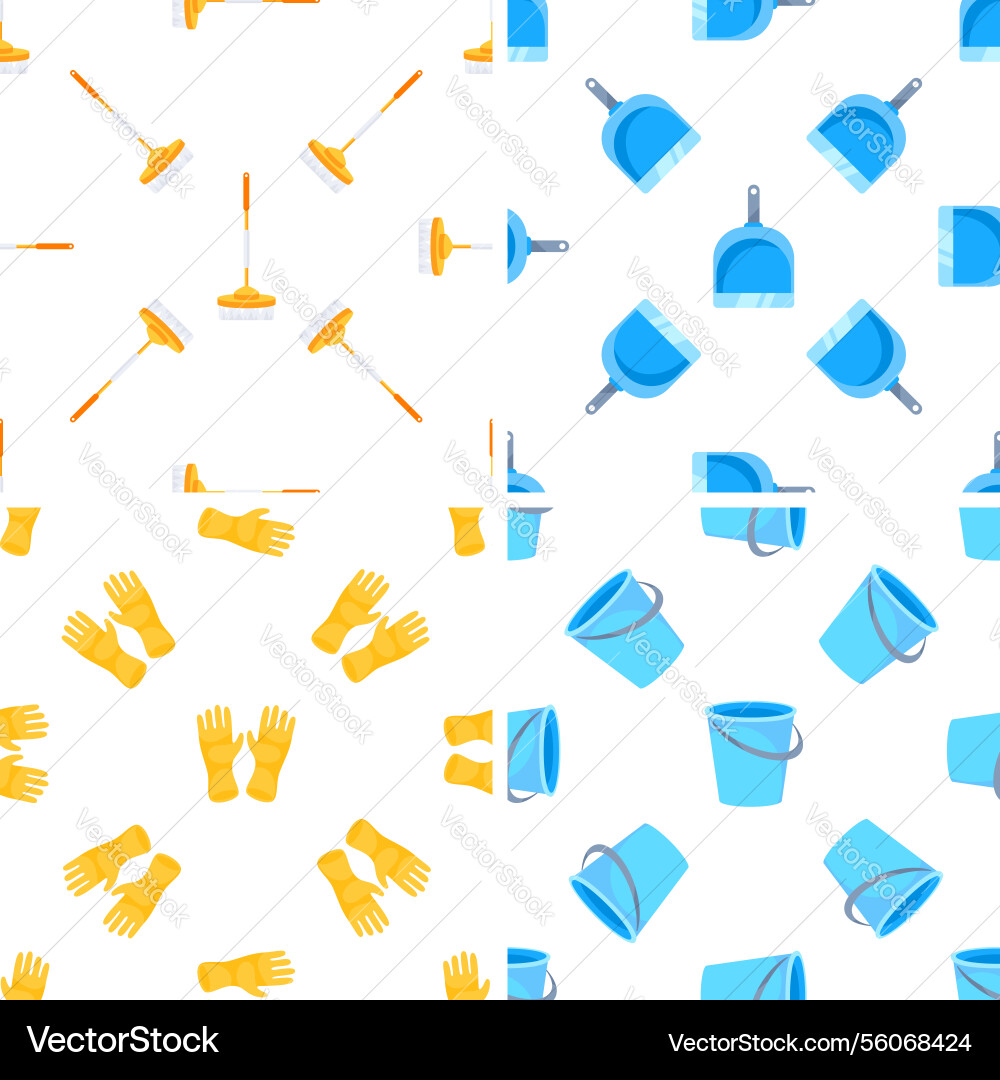 Cleaning tools seamless pattern showing buckets Cleaning tools seamless pattern showing buckets vector image