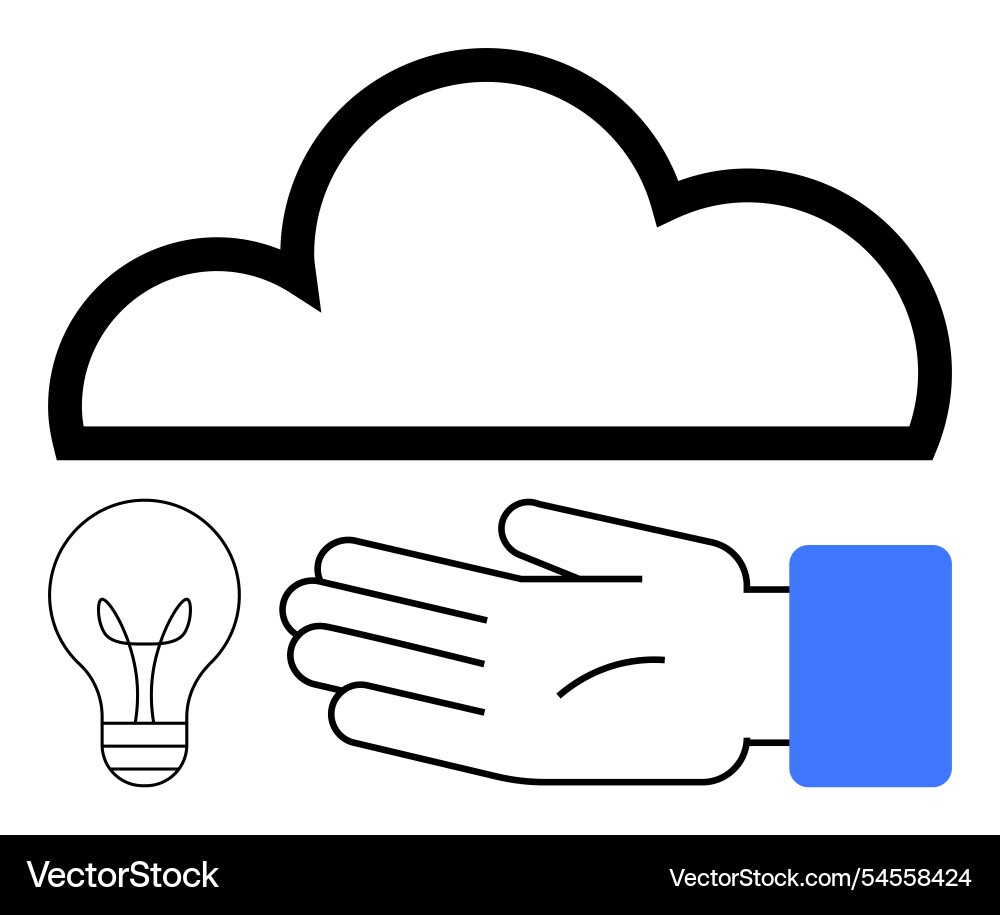 Cloud computing concept with hand light bulb Vector Image