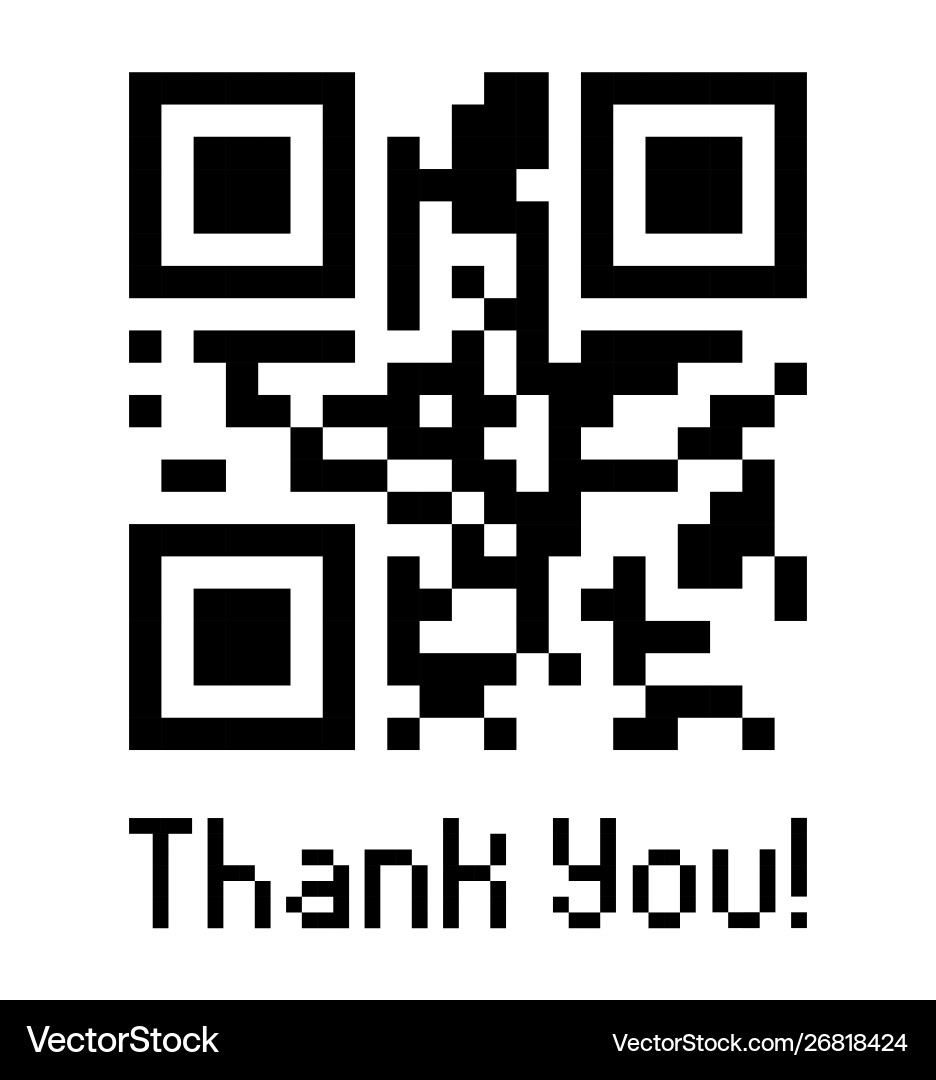 Qr code sample with text thank you Qr code sample with text thank you vector image