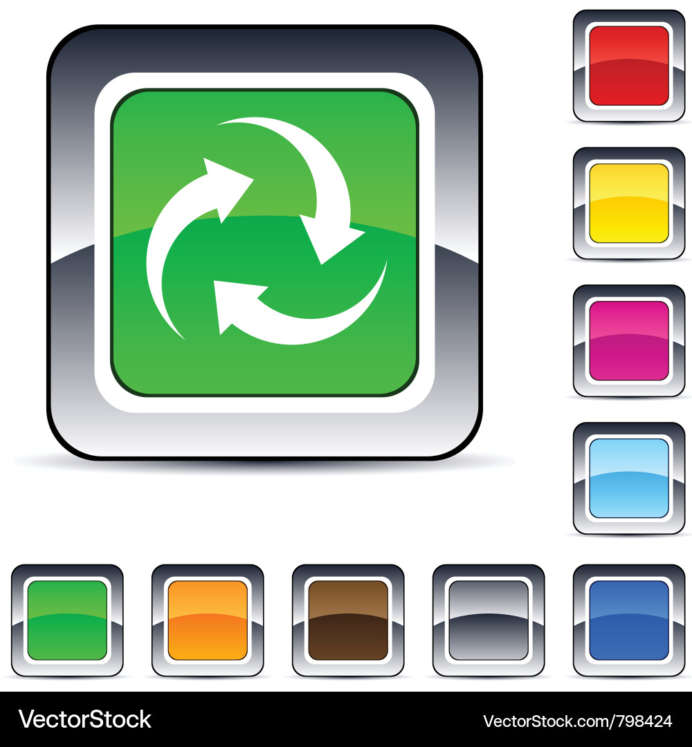 Recycle square button Vector Image