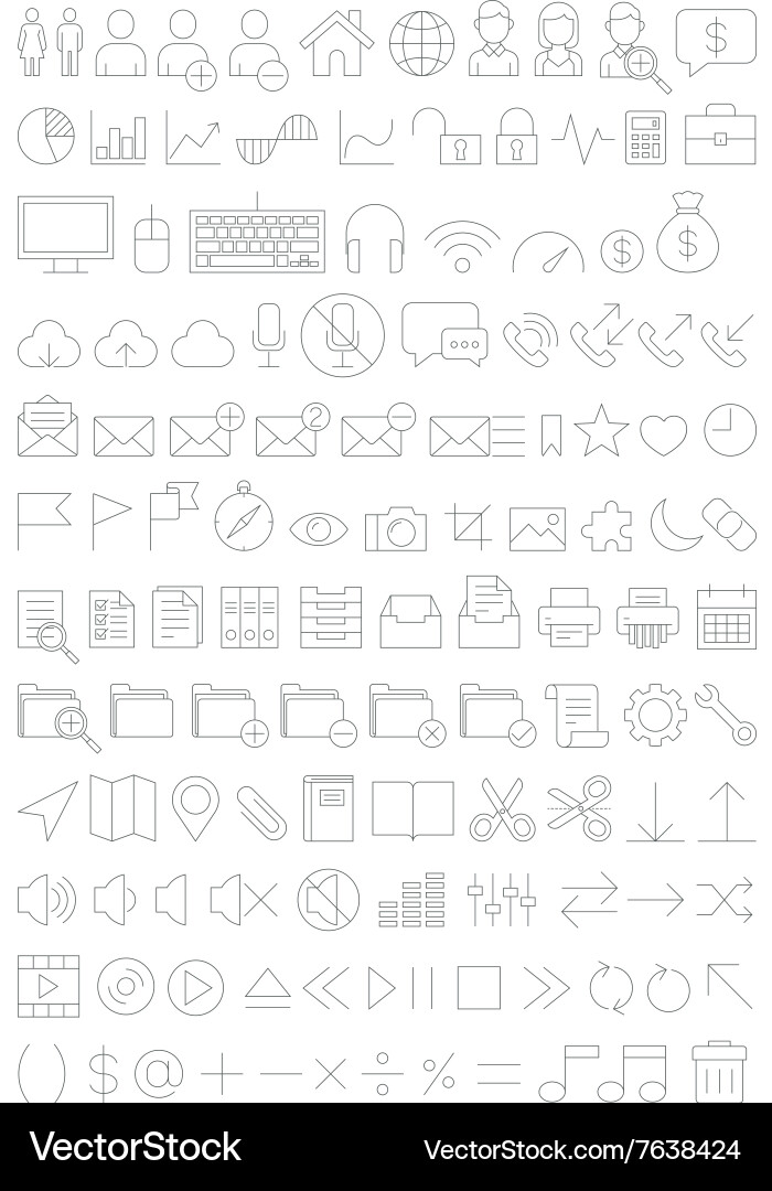 Thin Line Web Icons - Digital Toolkit Vector Image
