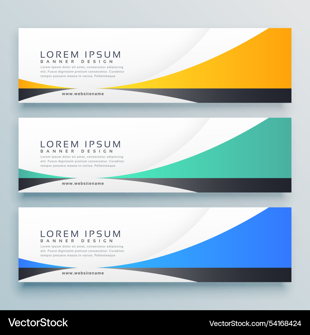 Banner Header Design Shell Three horizontal banners header design Royalty Free Vector