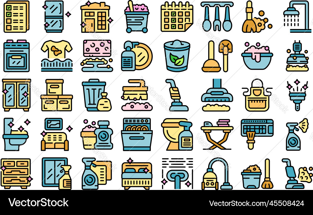 Tidy up icons set flat Vector Image