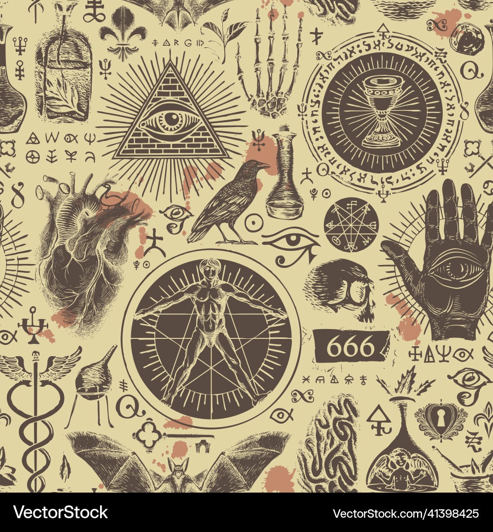 Abstract seamless pattern on theme of occultism Abstract seamless pattern on theme of occultism vector image