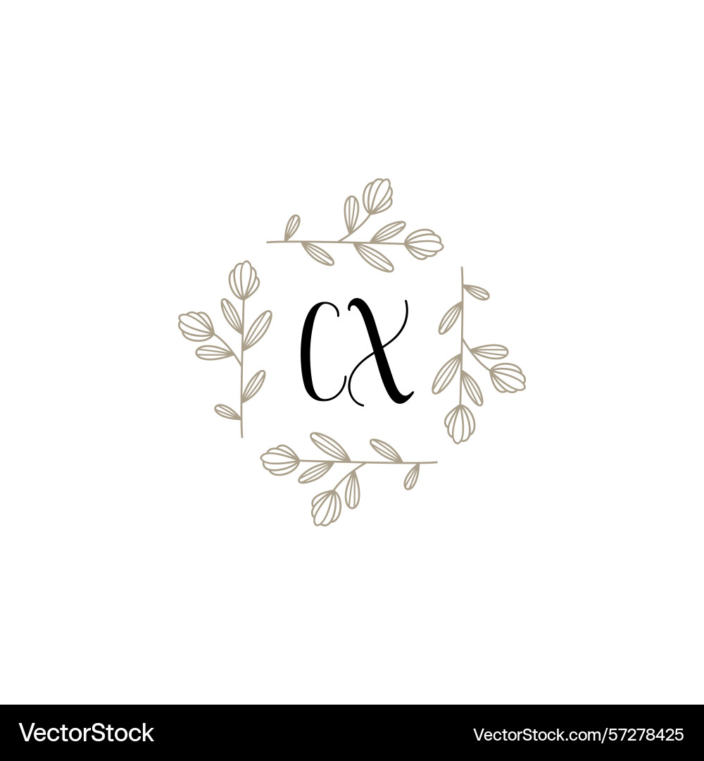 Botanical monogram logos with initial cx Vector Image