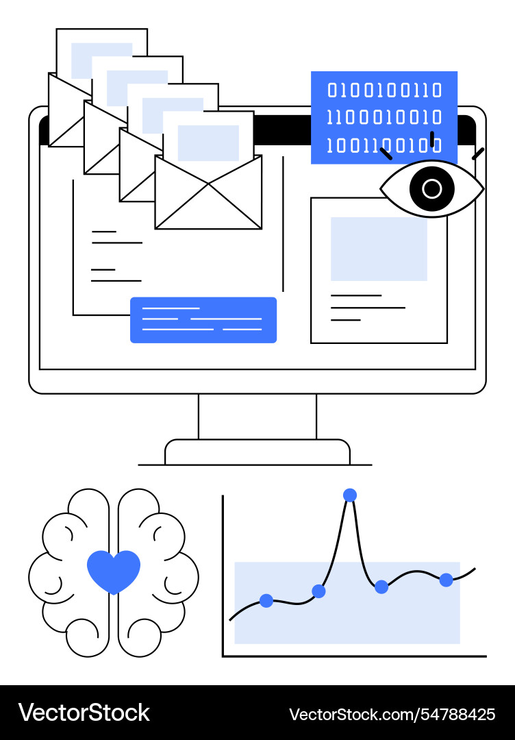 Digital communication and data analysis with ai Digital communication and data analysis with ai vector image
