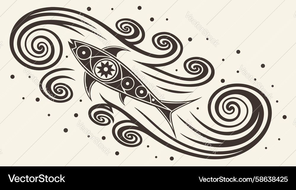 Dynamic stylized fish with swirling patterns Vector Image