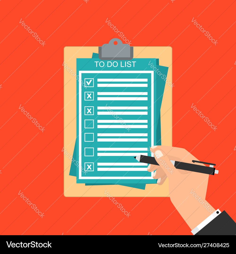 Hands holding clipboard with to-do list template Hands holding clipboard with to-do list template vector image