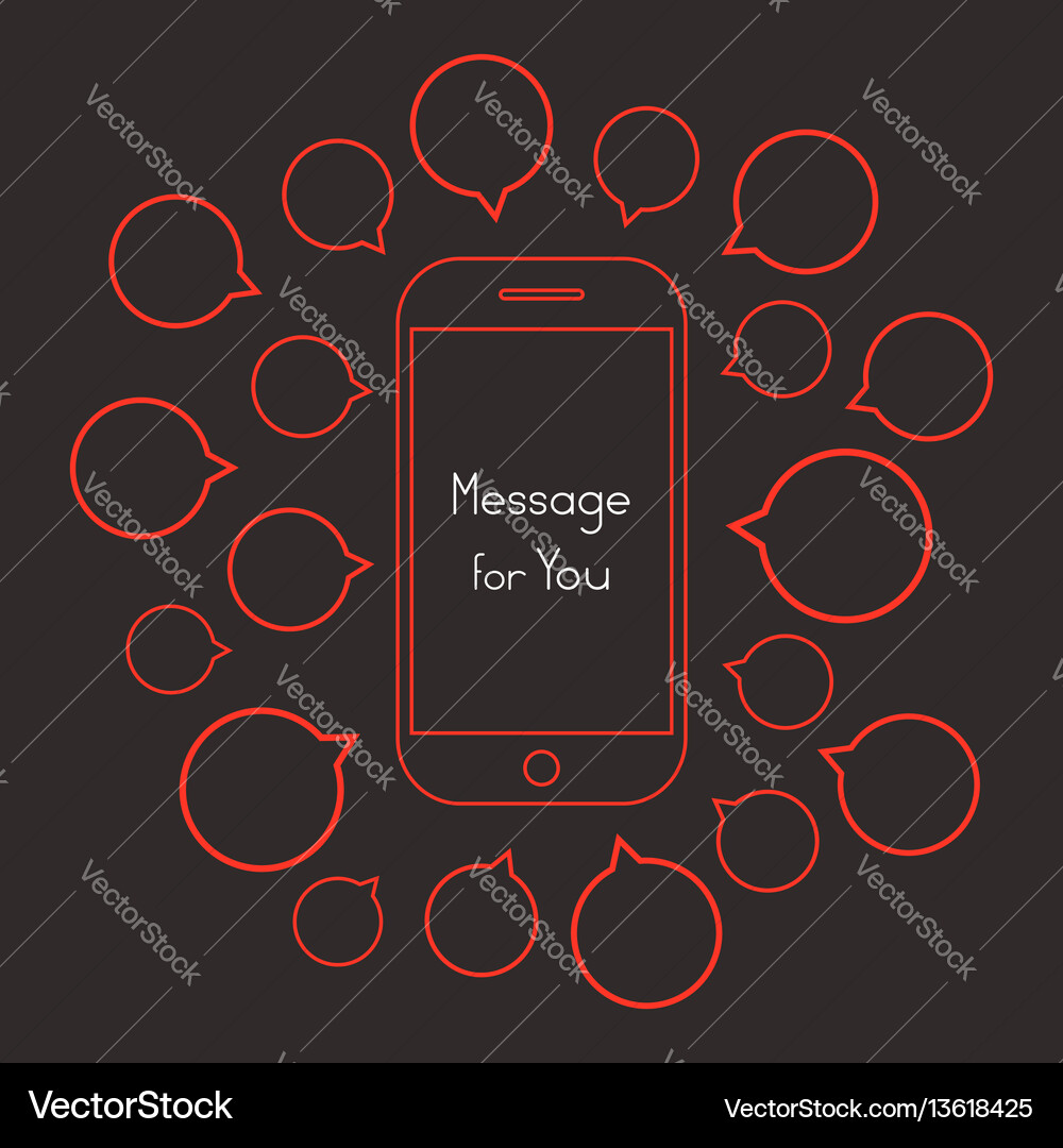 Message for you with red smartphone and speech Message for you with red smartphone and speech Vector Image