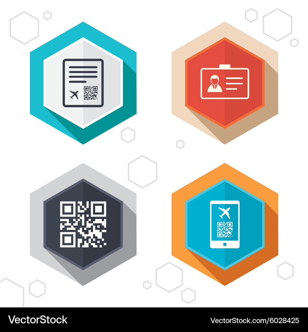 Qr scan code icon boarding pass flight sign Vector Image