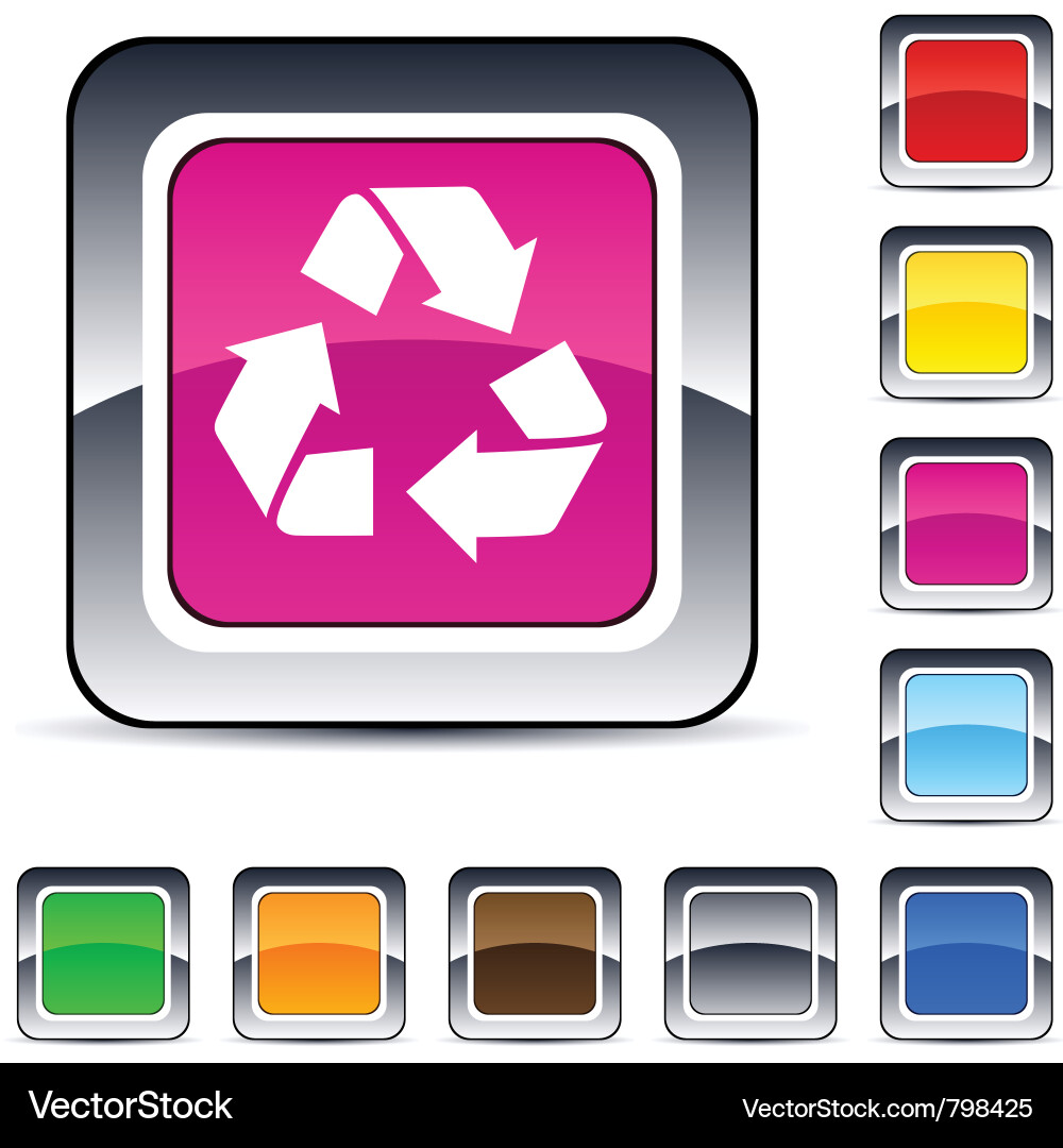 Recycling square button Vector Image