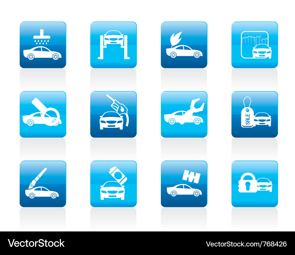 Auto Service Icon Set Vektorbild
