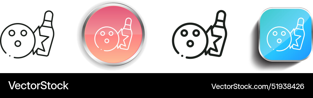 Bowling icon thin linear regular and button style vector image