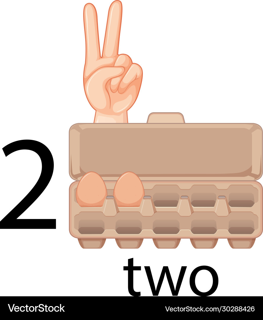 Counting number two with hand gesture and eggs Vector Image