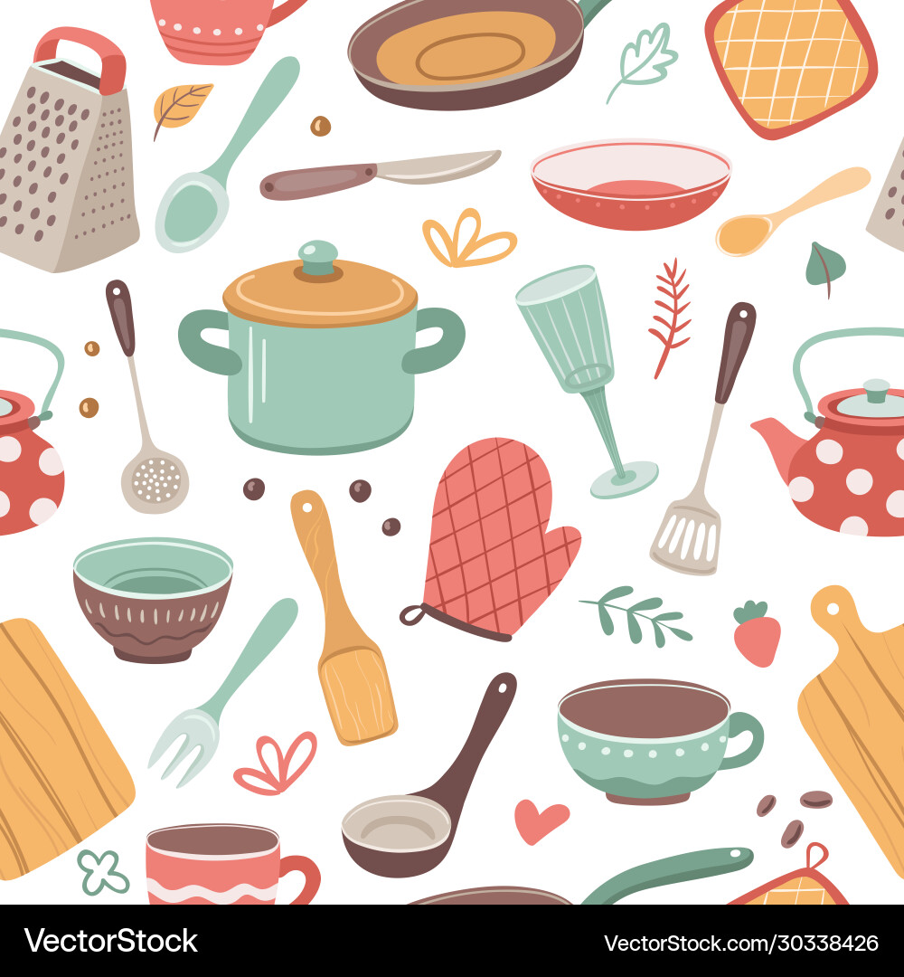 Kitchen pattern utensil scandinavian cooking Kitchen pattern utensil scandinavian cooking vector image