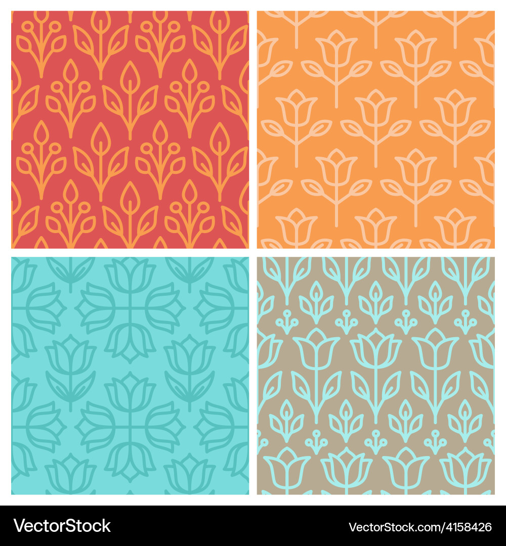 Linear Leaf Patterns Vector Image