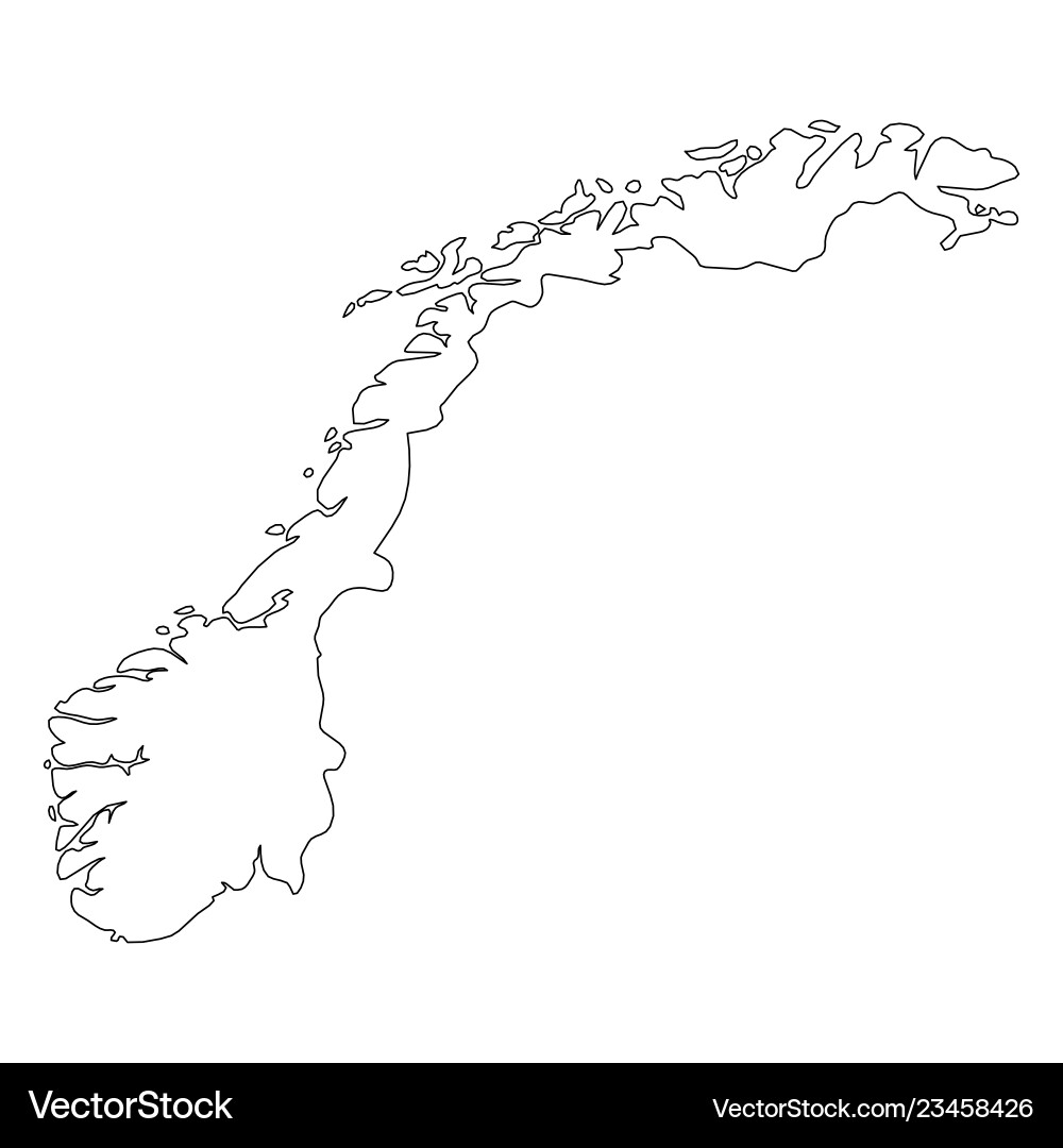 Norway - solid black outline border map of country Norway - solid black outline border map of country vector image