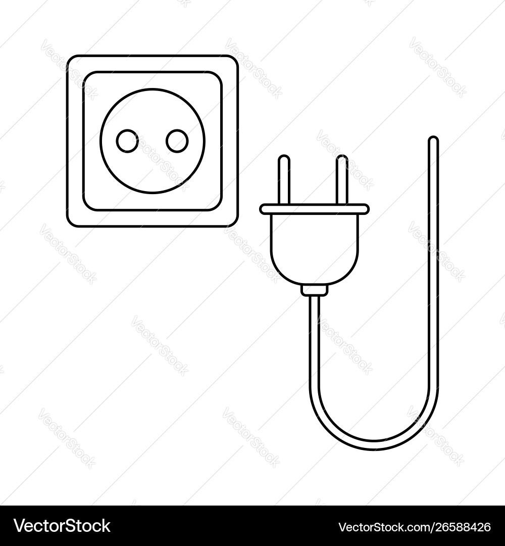 Outline plug socket simple design isolated Outline plug socket simple design isolated Vector Image
