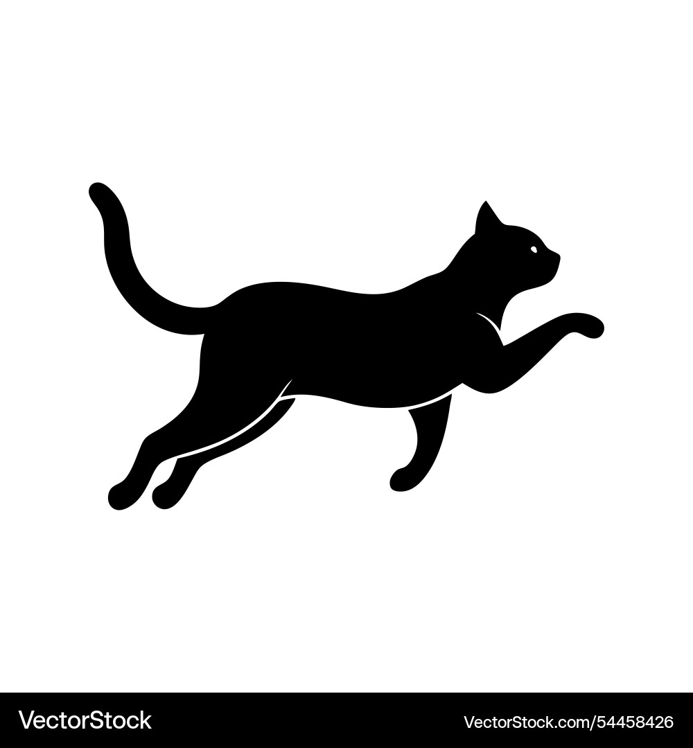 Silhouette of a cat jumping and running in motion Silhouette of a cat jumping and running in motion vector image