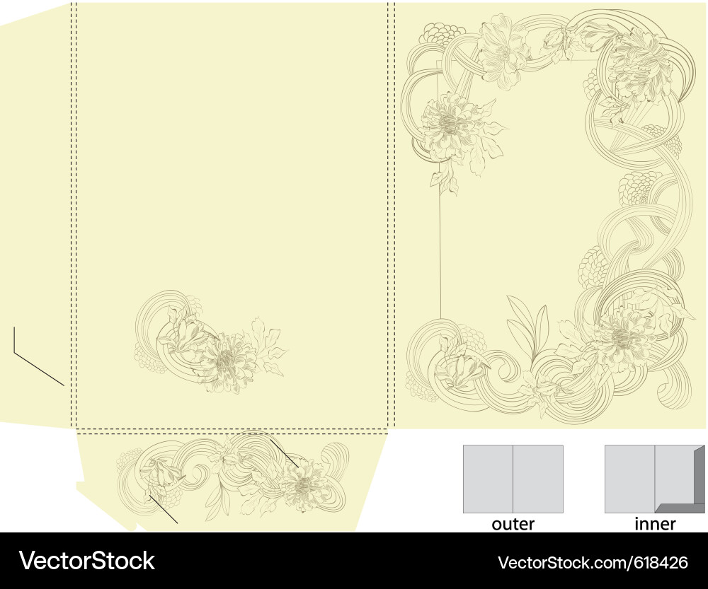 Template for folder with floral element Vector Image