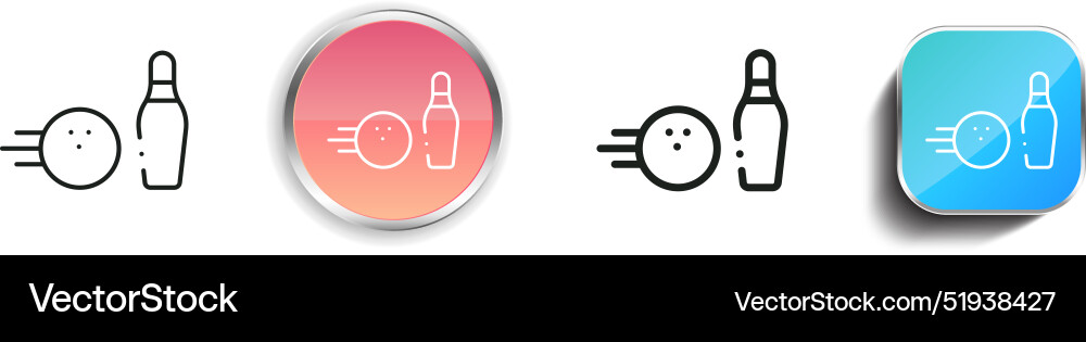 Bowling icon thin linear regular and button style vector image