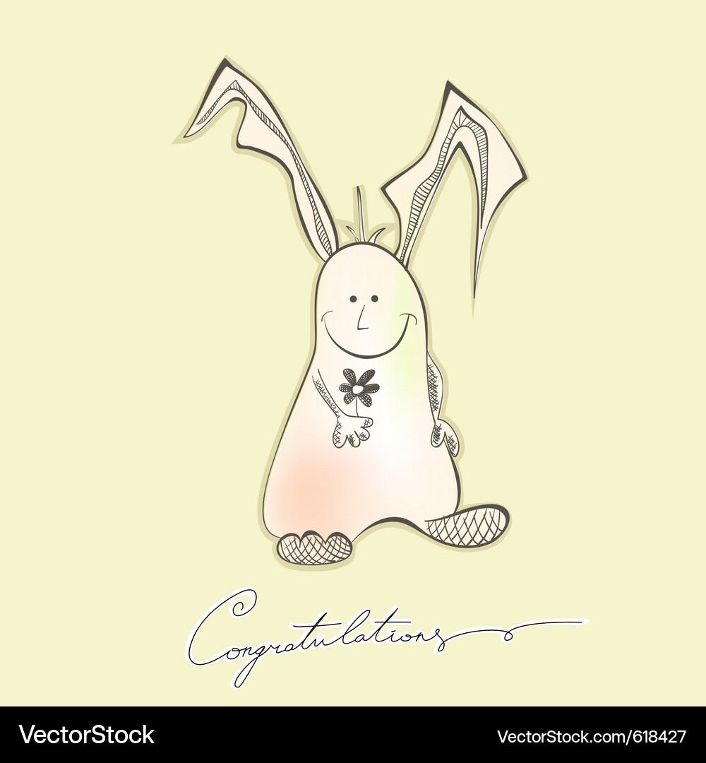 Card with happy rabbit Vector Image