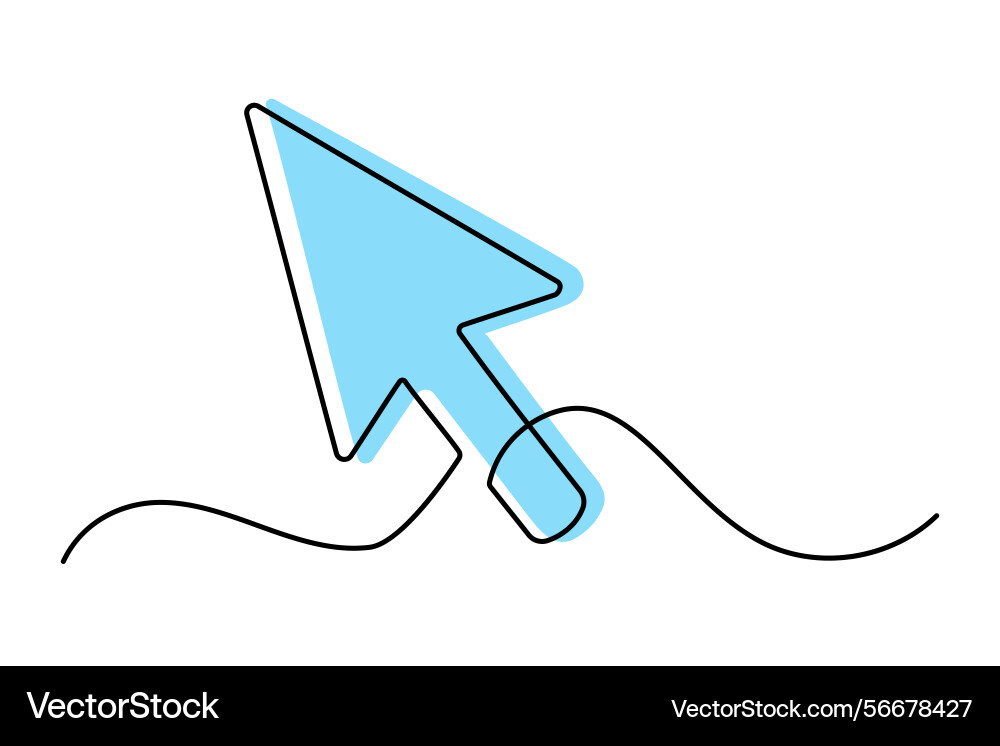 Continuous drawing of cursor arrow one line icon Continuous drawing of cursor arrow one line icon vector image