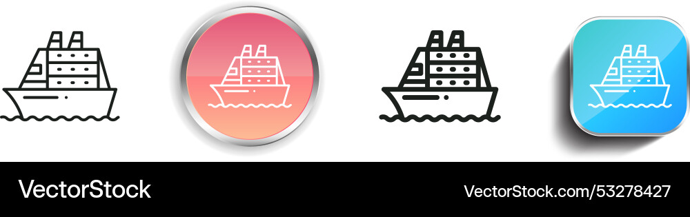 Cruise icon thin linear regular and button style vector image