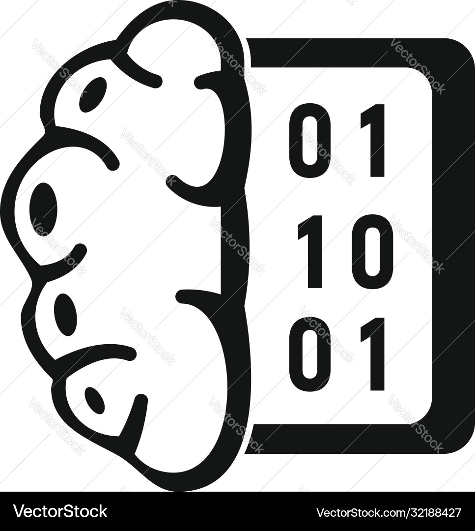 Data analysis brain icon simple style Vector Image