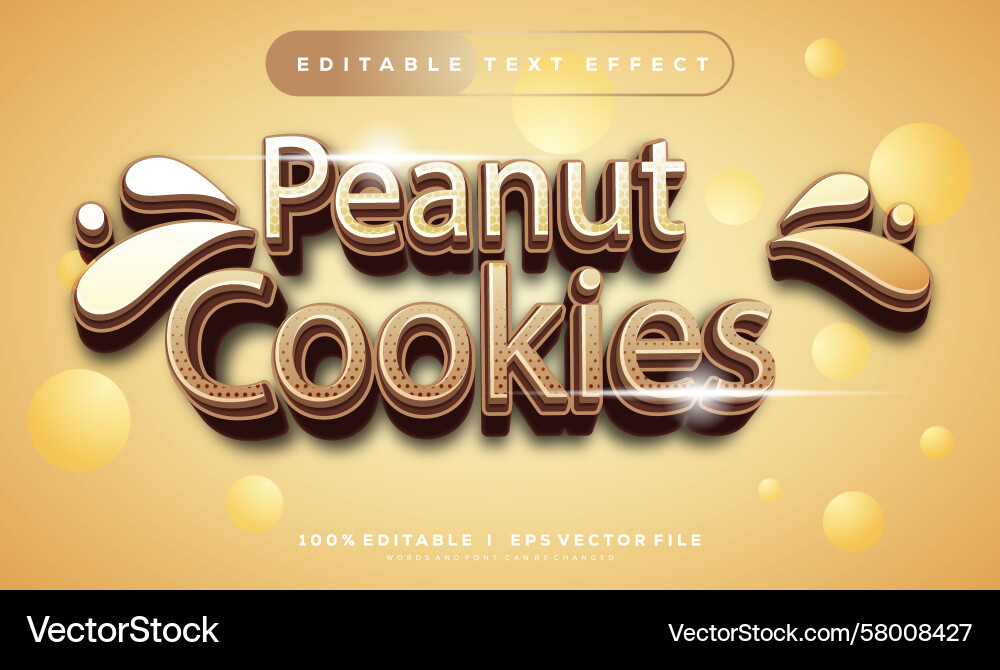Peanut cookies text effect with modern style Vector Image