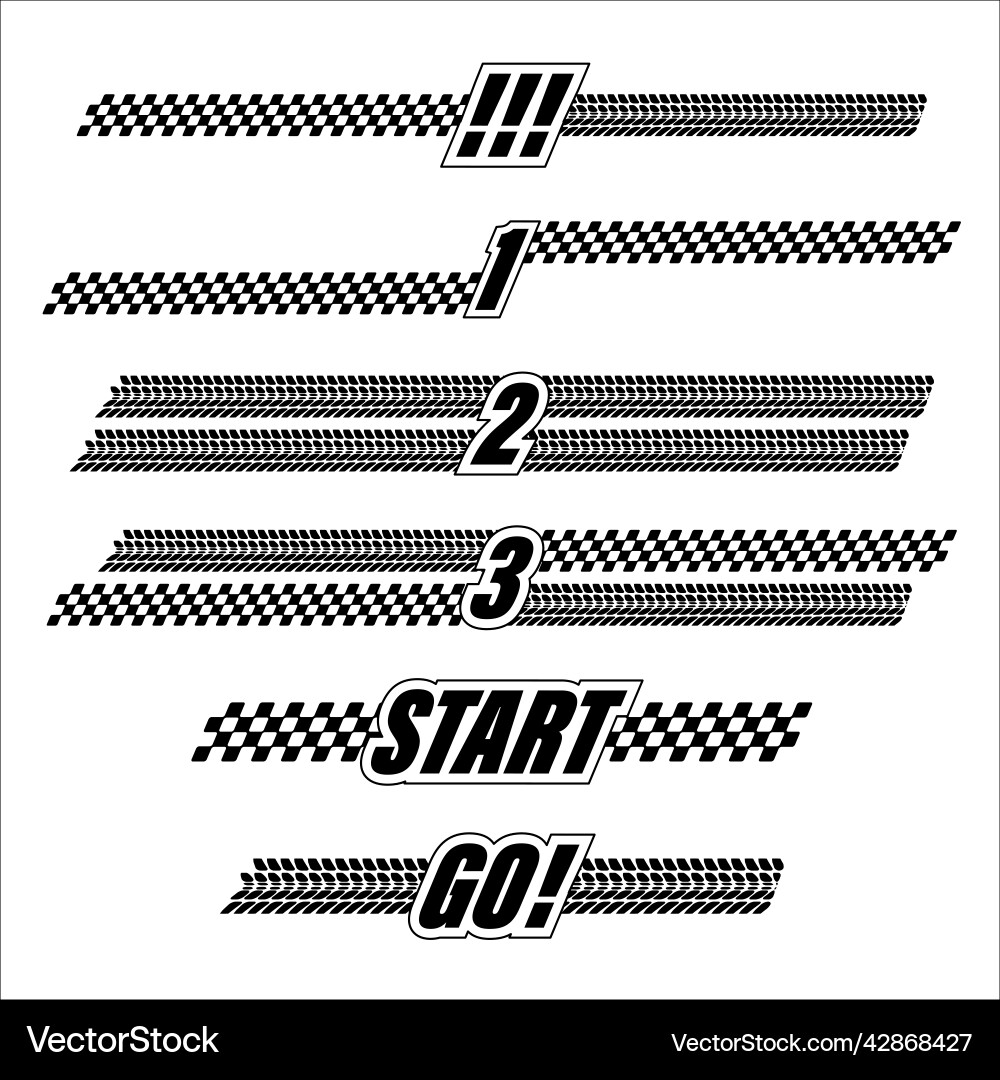 Race Start Flags Silhouette Vector Image
