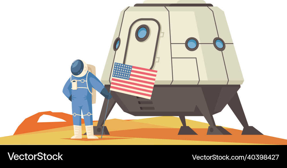 Spaceship on mars composition Spaceship on mars composition vector image
