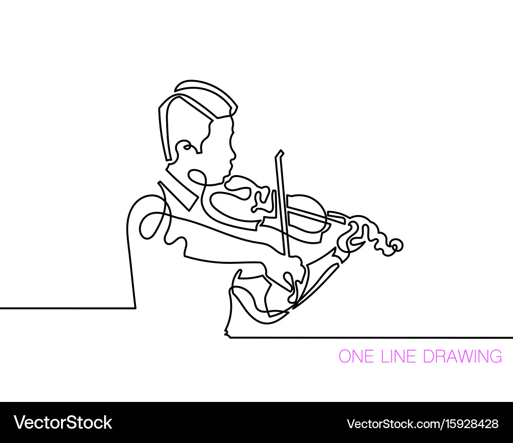 Continuous Line Violin Player vector image