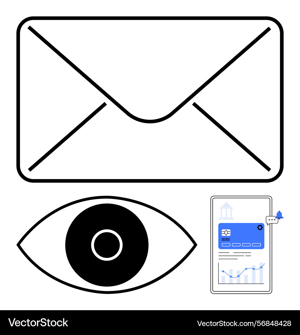 Digital messaging concept with email analytics Digital messaging concept with email analytics vector image